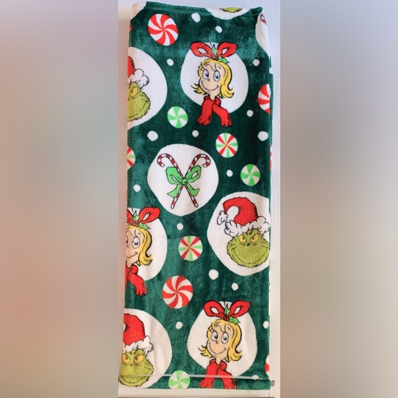Dr Seuss The Grinch Christmas Holiday Circles Throw Blanket - Picture 5 of 6